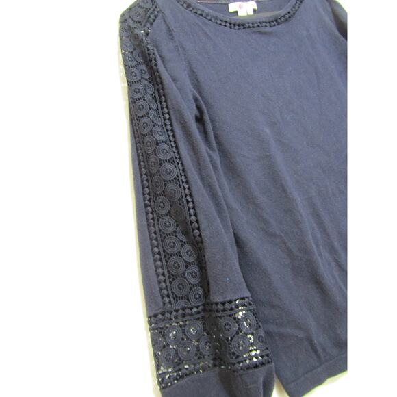 Boden Blue Knit Top Lace Women's sz 6 Boho Cottagecore Peasant Minimal Fairy - Picture 4 of 5